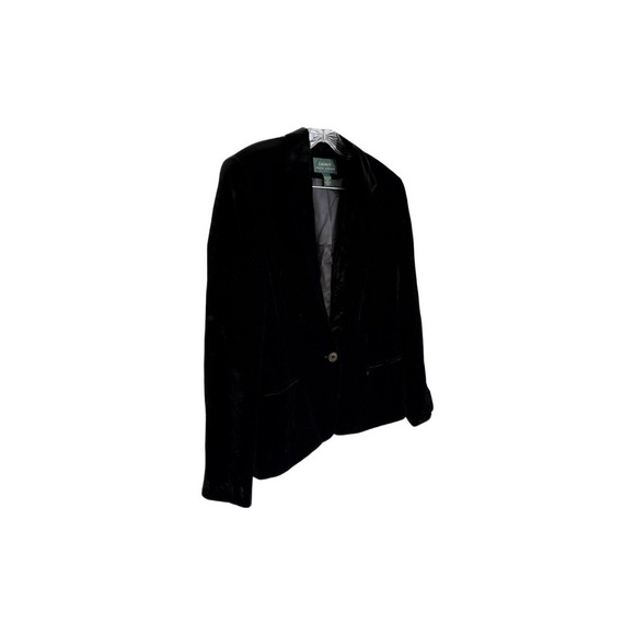 Lauren Ralph Lauren Black Silk Blend Velvet Cocktail Party Blazer Women's X-Larg - Picture 7 of 11